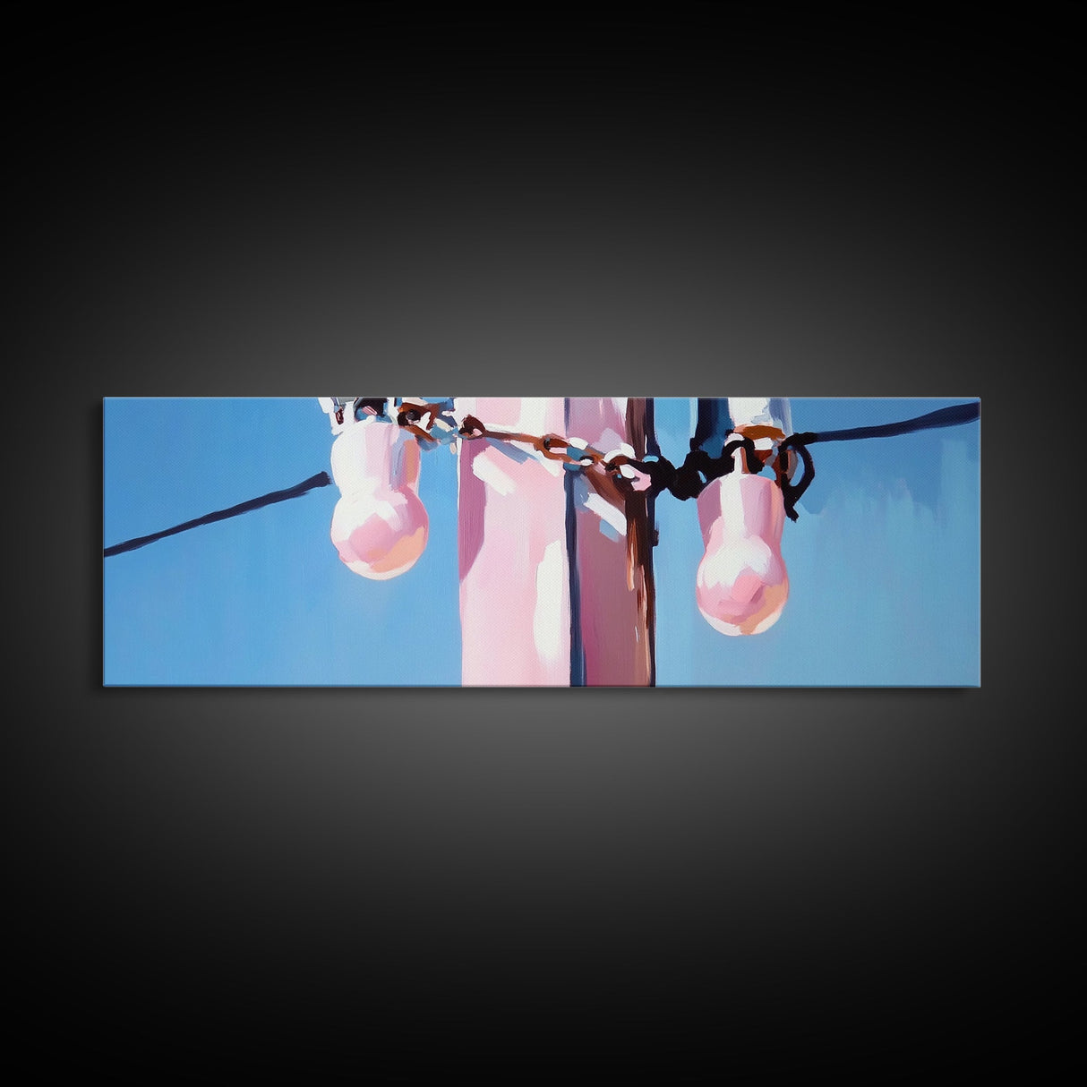 Power Pole Painting, Urban Wall Art, Modern Industrial Art, Blue Sky Print, Large Canvas Print, Minimalist Home Decor, Office Wall Art