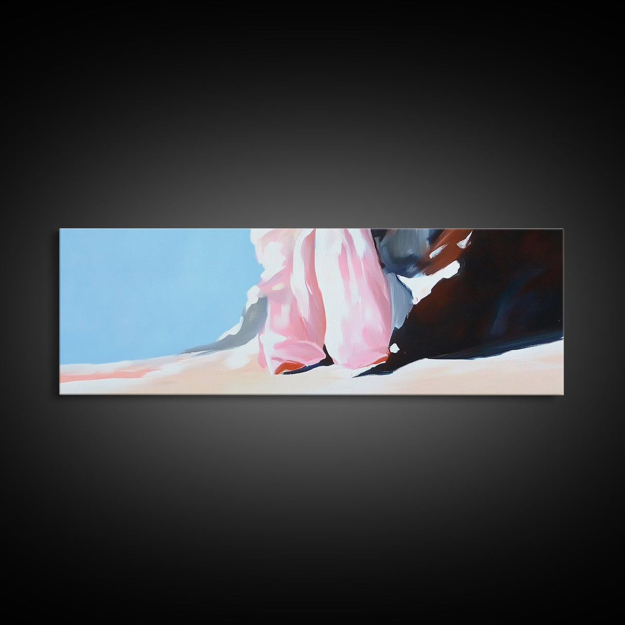 Sunset Shoreline Art, Warm Beach Scene, Tranquil Coastal Print, Ocean View Painting, Large Canvas Print, Serene Wall Decor, Living Room Art