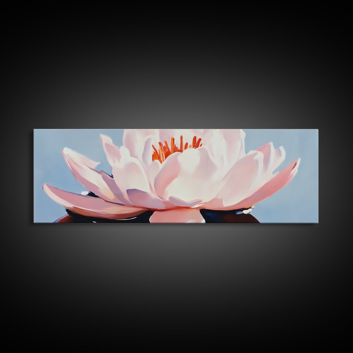 Lotus Flower, Pink Petals, Zen Botanical, Tranquil Nature Art, Meditation Space Decor, Canvas Print, Bathroom Wall Art, Modern Floral