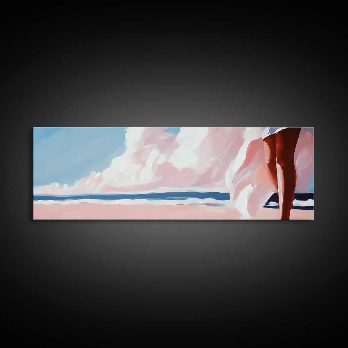 Sunset Glow, Pastel Sky, Tranquil Ocean, Soft Horizon, Canvas Print, Dreamy Beach Scene, Boho Aesthetic, Living Room Wall Art