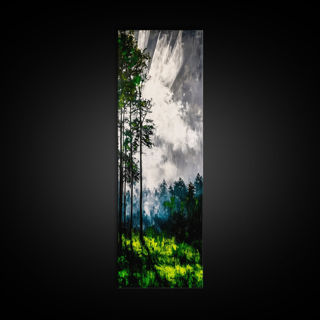 Misty Forest, Green Meadow, Sun Rays, Canvas Print, Nature Wall Art, Modern Landscape, Serene Decor, Living Room Art, Tranquil Home Decor