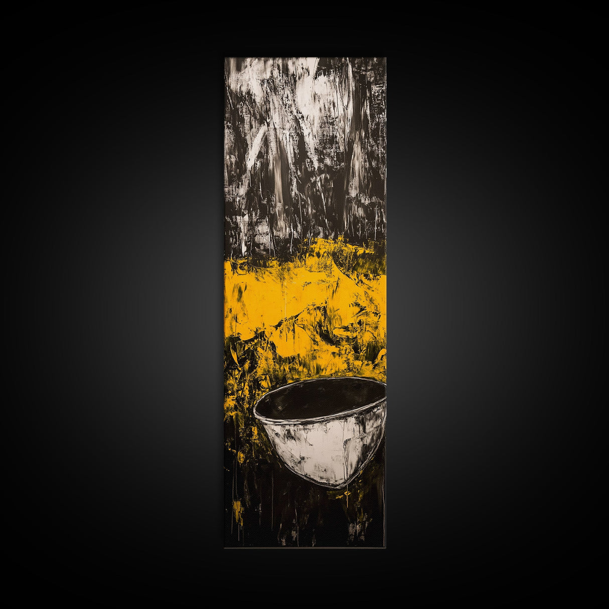 Abstract Yellow, Bold Modern Art, Textured Expressionist, High Contrast Decor, Contemporary Wall Accent, Framed Canvas Print
