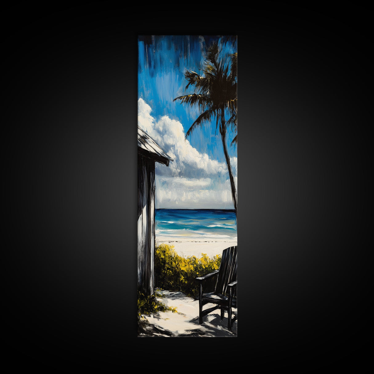 Beach Retreat, Palm Shade, Tranquil Escape, Canvas Print, Coastal Home Decor, Ocean Breeze, Relaxing Seaside, Living Room Wall Art