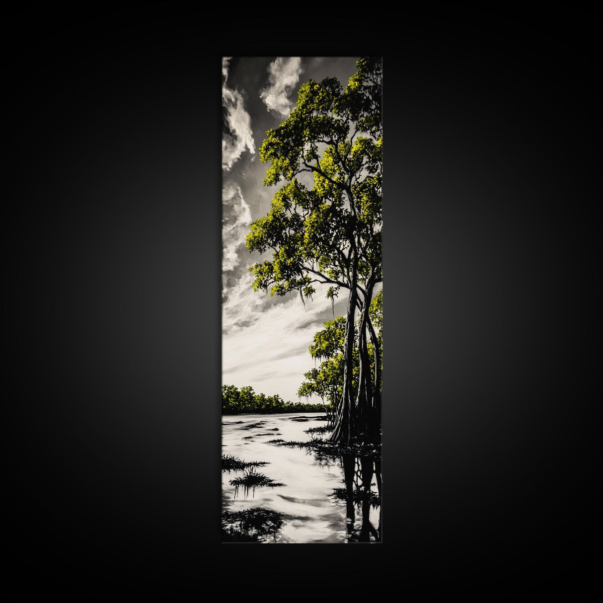 Swamp Trees, Black and White Landscape, Nature Wall Art, Rustic Home Decor, Framed Canvas Print, Large Wall Art, Office Art, Neutral Decor