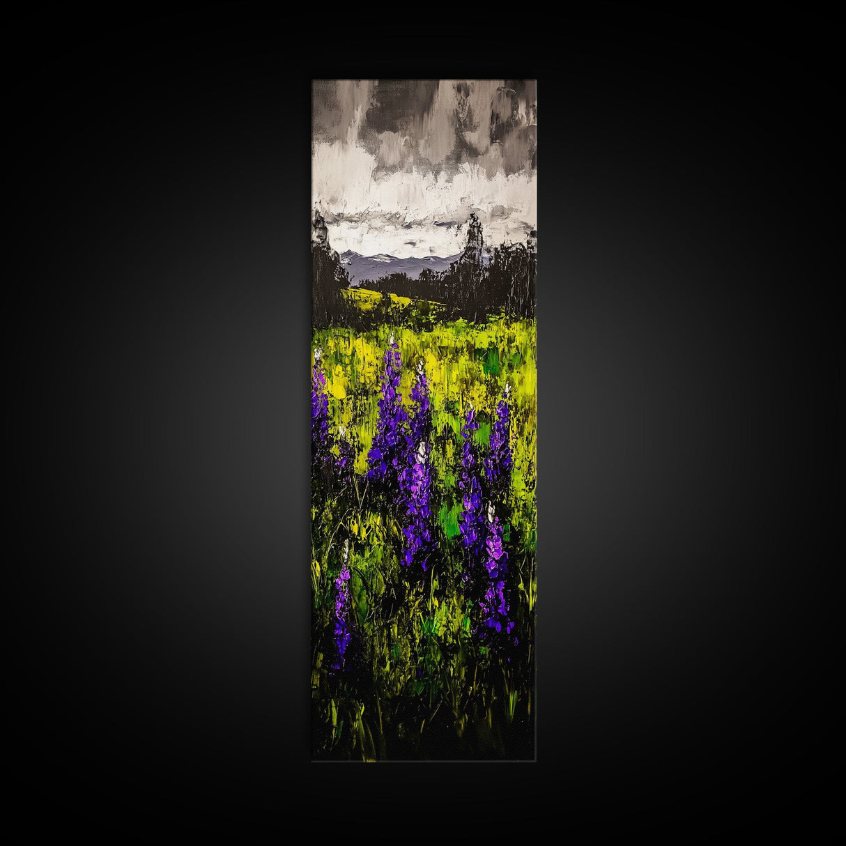 Purple Wildflowers, Impressionist Landscape, Vibrant Nature Art, Country Home Decor, Framed Canvas Print, Bedroom Wall Art, Floral Artwork