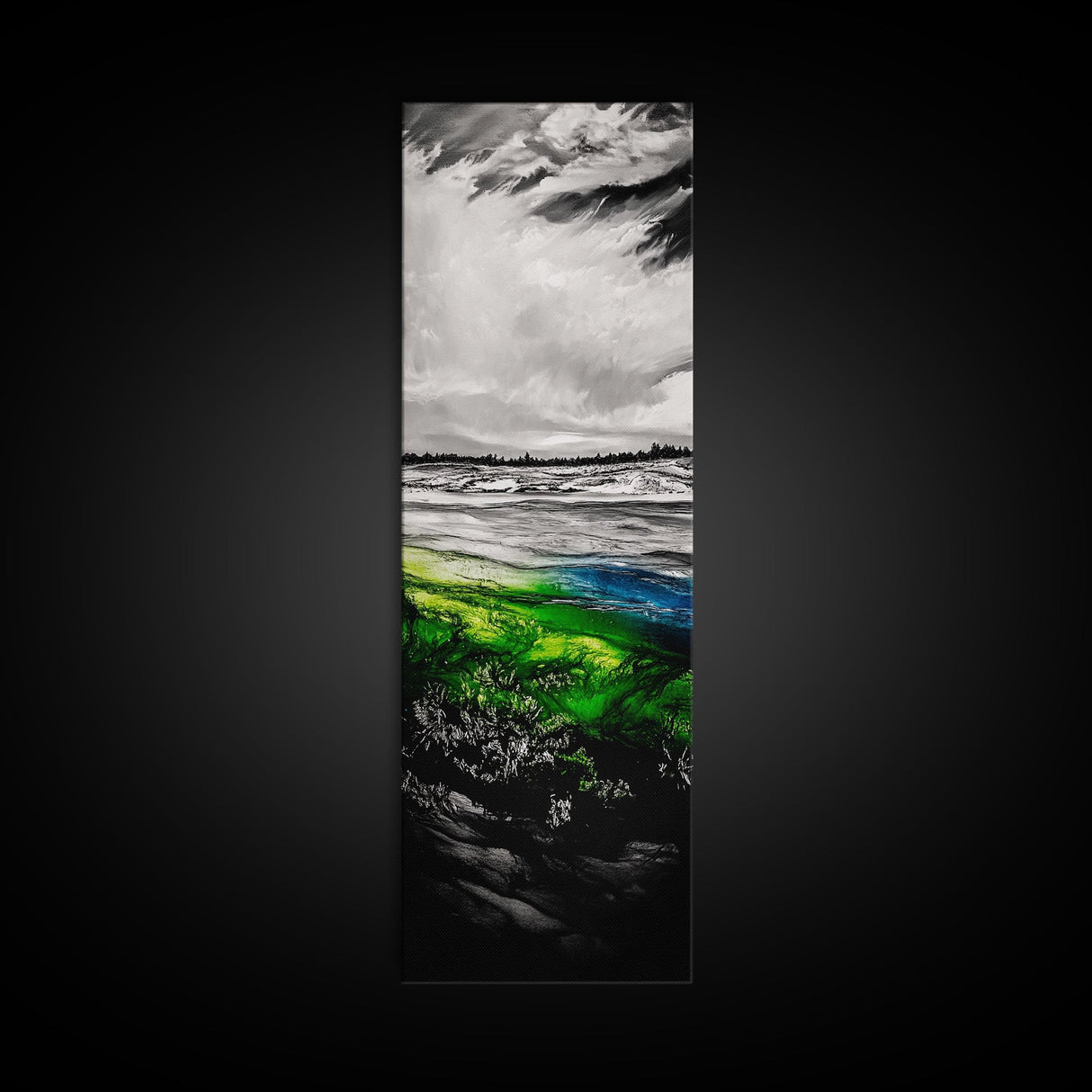 Abstract Landscape Wall Art, Green and Blue Coastal Decor, Nature Inspired Art, Modern Home Decor, Office Wall Art,