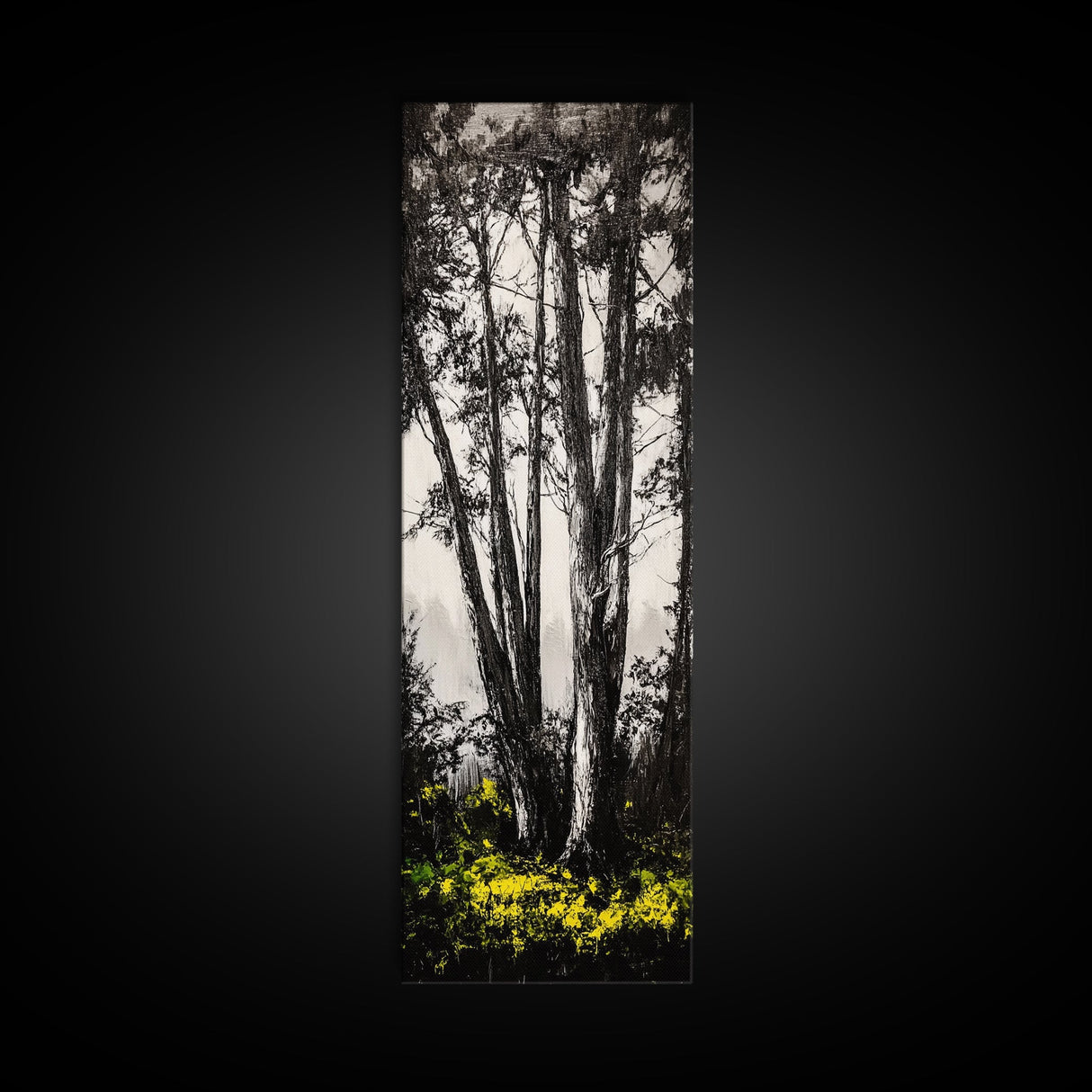 Black and White Tree Art, Forest Wall Decor, Nature Artwork, Minimalist Landscape, Rustic Home Decor, Office Art, Framed Canvas Print