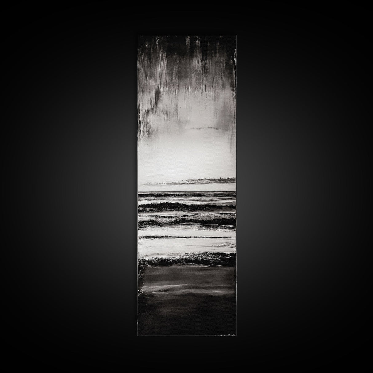 Black and White Seascape, Minimalist Ocean Horizon Art, Coastal Nautical Wall Decor, Modern Beach House Artwork, Framed Canvas Print