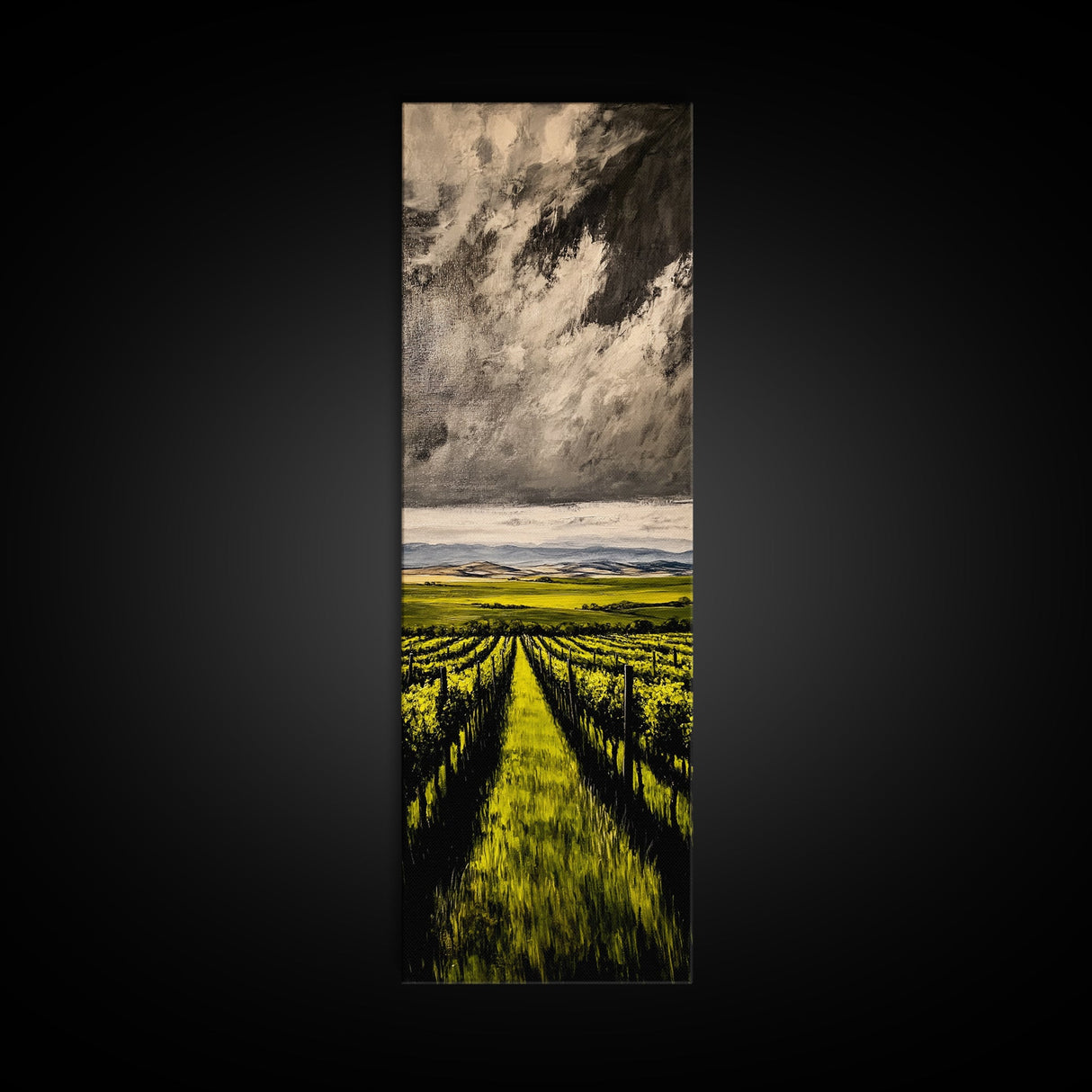 Vineyard Path, Wine Country, Rustic Landscape, Wall Decor, Living Room Art, Framed Canvas Print, Countryside, Nature Artwork