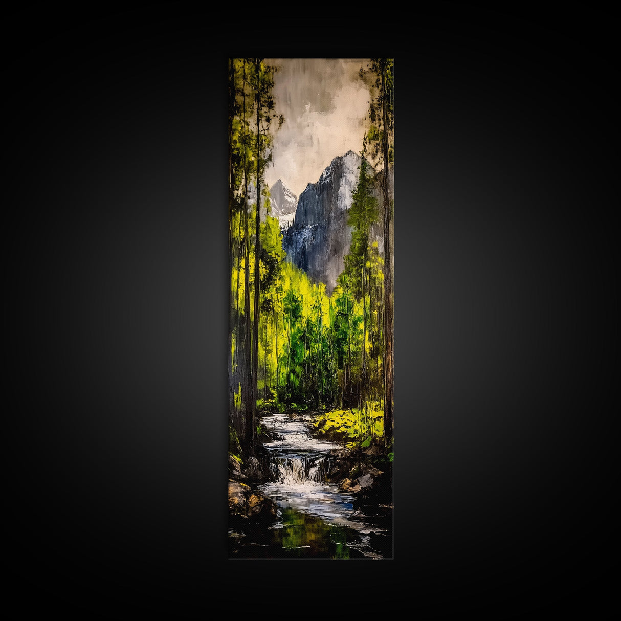 Mountain Escape, Waterfall Art, Forest Landscape, Framed Canvas Print, Nature Wall Art, Rustic Home Decor, Lodge Wall Art