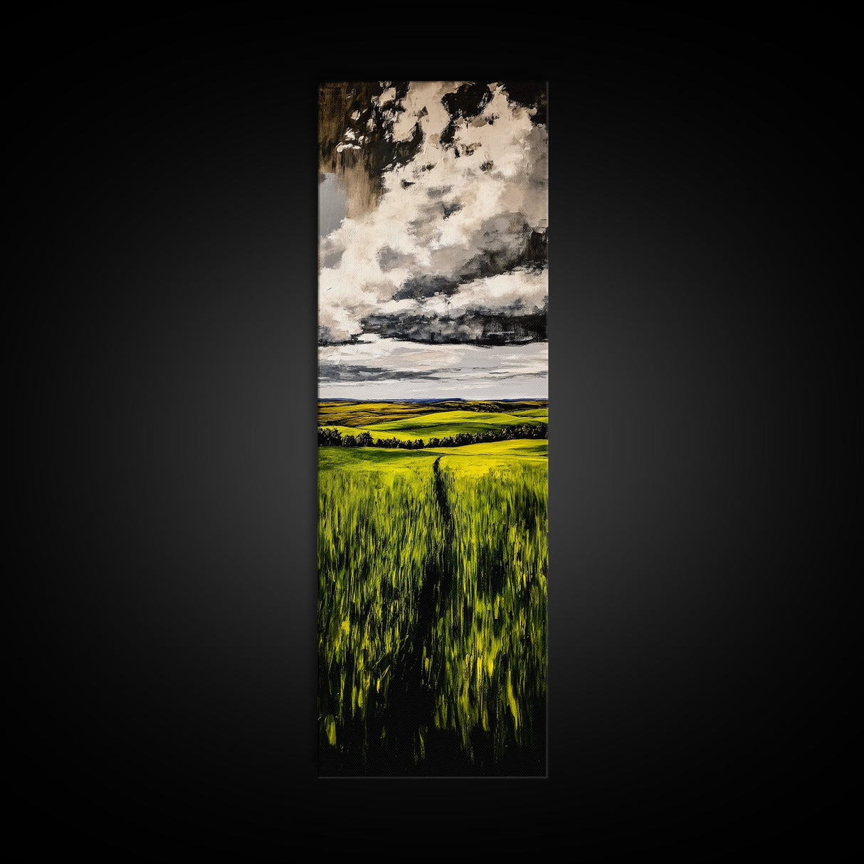 Rolling Fields, Green Landscape Painting, Farmhouse Wall Art, Nature Artwork, Rustic Home Decor, Country Living Room Art, Canvas Print