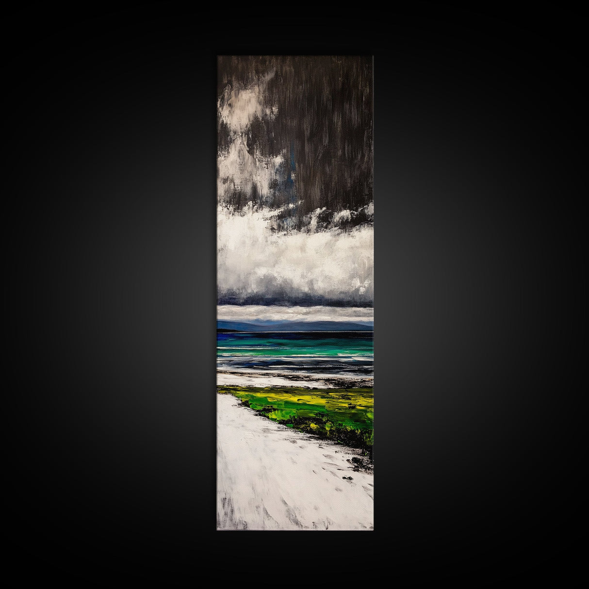 Stormy Ocean, Seascape Painting, Dark Moody Art, Canvas Print, Beach House Decor, Nautical Wall Art, Living Room Wall Decor