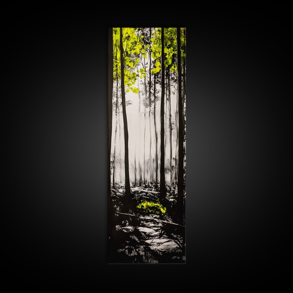 Misty Forest, Yellow Leaves, Autumn Woods, Framed Canvas Print, Nature Wall Art, Modern Home Decor, Minimalist Landscape, Fall Art