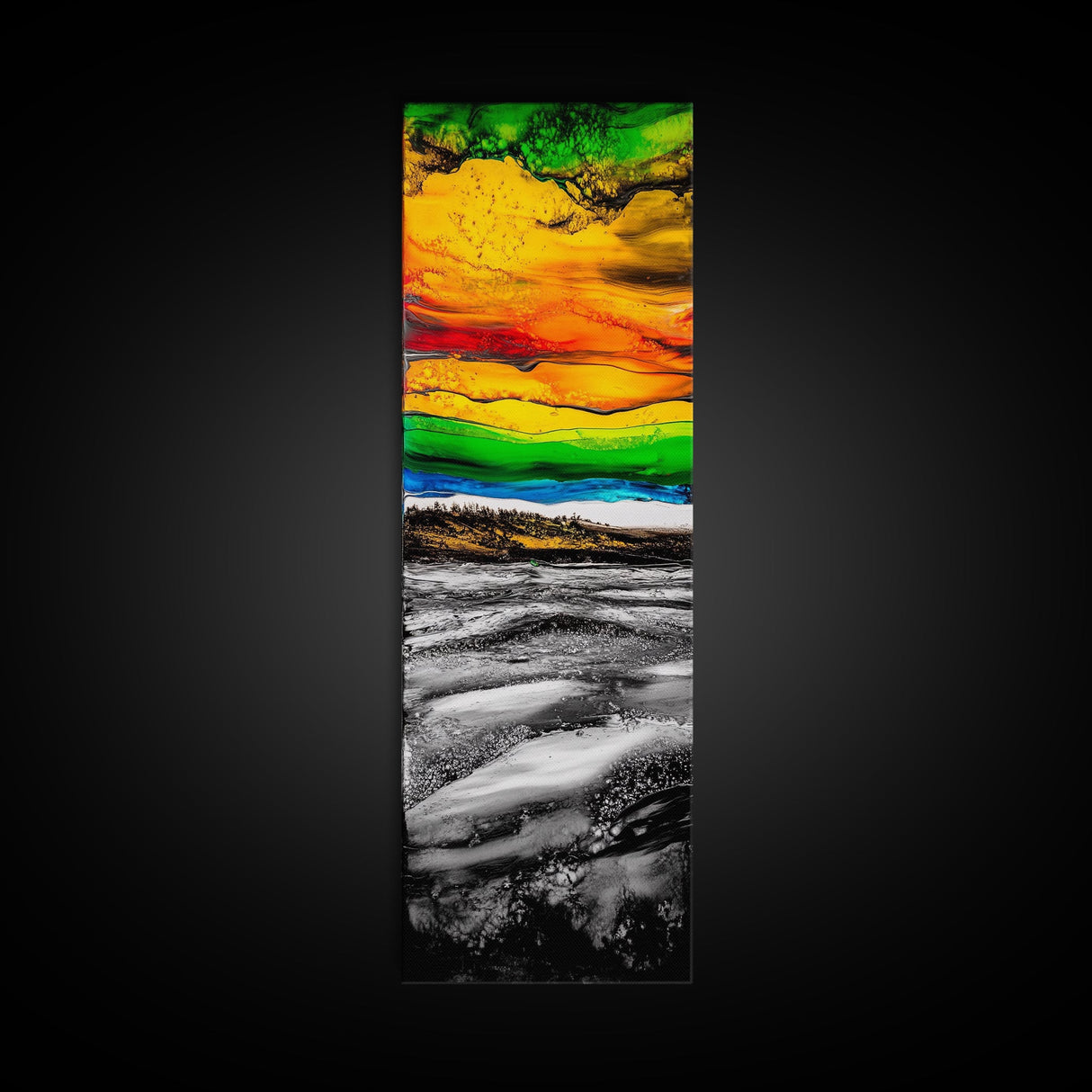 Vibrant, Sunset, Beach, Framed Canvas Print, Colorful Seascape, Tropical Wall Art, Sunset Painting, Living Room Decor, Ocean Art