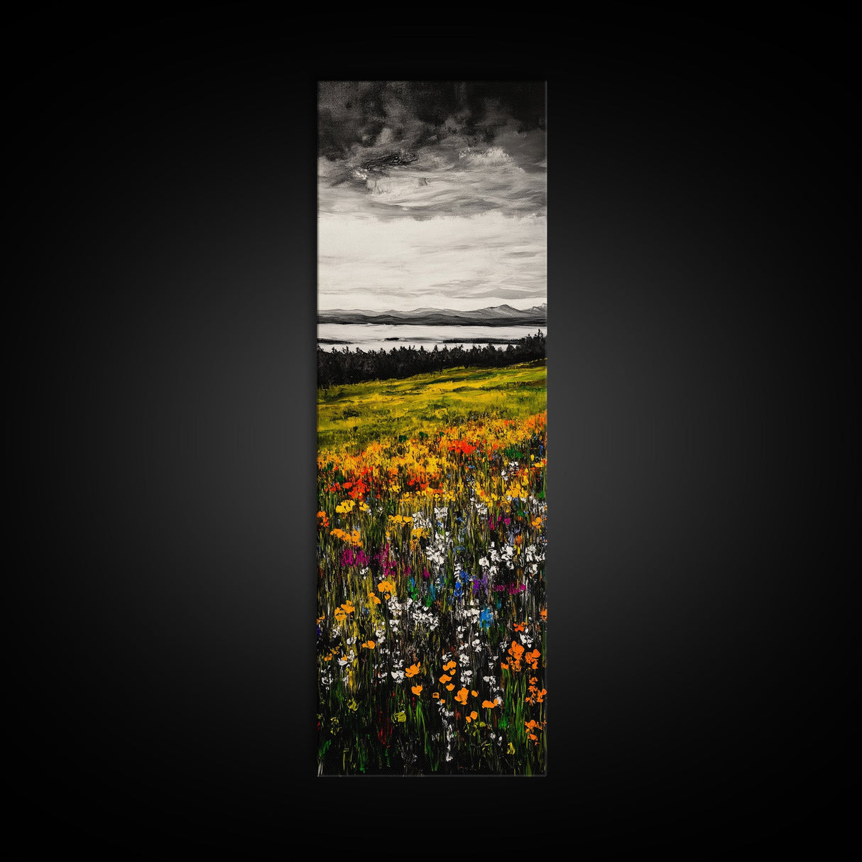 Meadow Wildflowers, Landscape Canvas Print, Fall Wall Art, Country Home Decor, Nature Art, Large Living Room Art, Rustic Wall Art