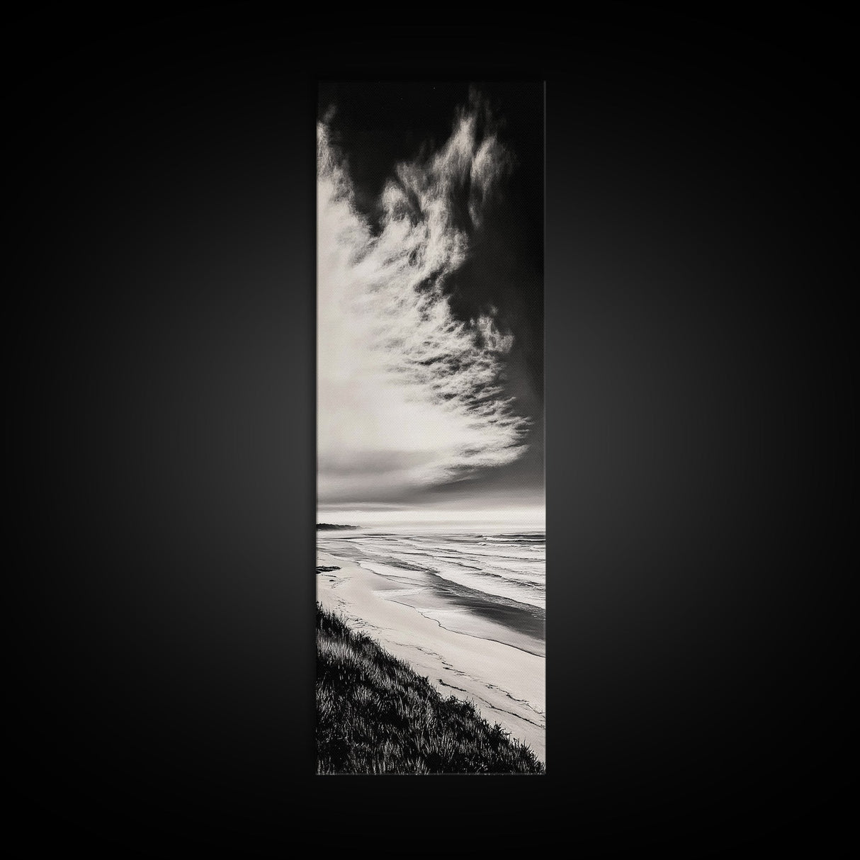 Beach Sunset, Coastal Wall Art, Seascape Painting, Ocean Waves, Framed Canvas Print, Minimalist Decor, Bedroom Wall Art, Gift Idea