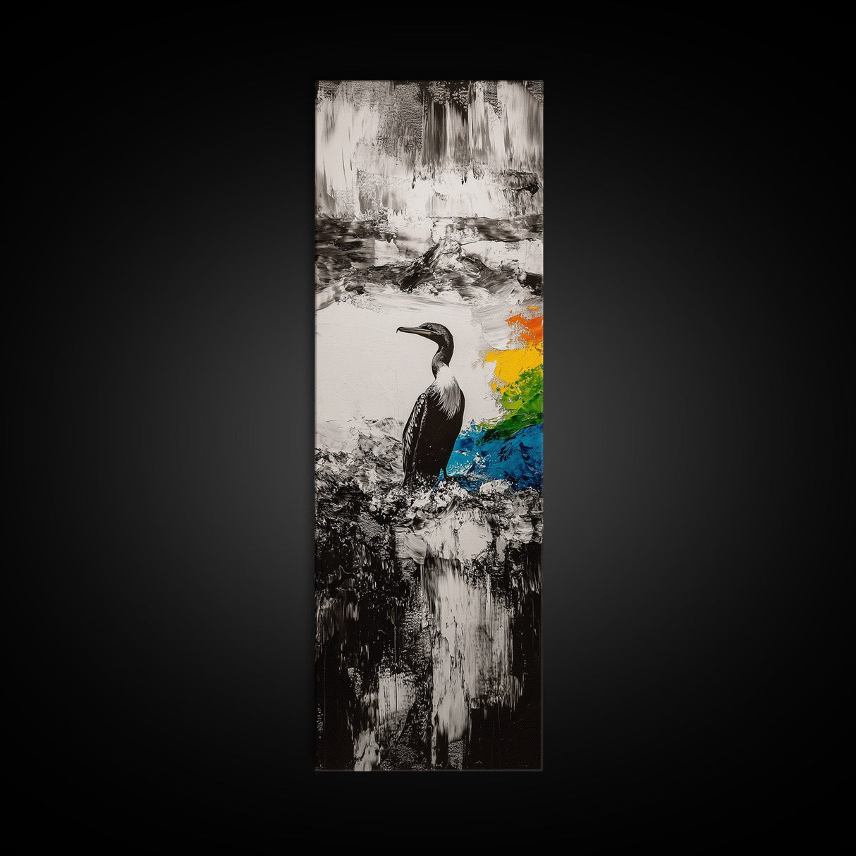 Majestic Bird, Black and White Art, Coastal Wildlife, Framed Canvas Print, Modern Decor, Ocean Inspired, Living Room Artwork