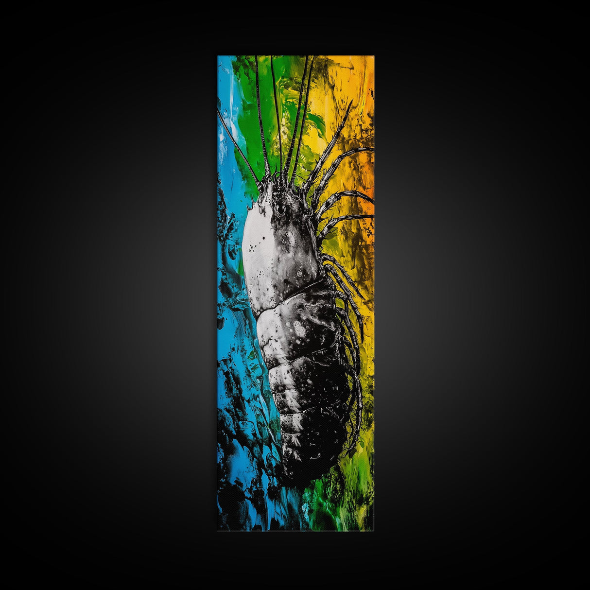 Abstract Bug Art, Colorful Insect Painting, Modern Wall Decor, Framed Canvas Print, Boho Wall Art, Living Room Artwork, Nature Inspired