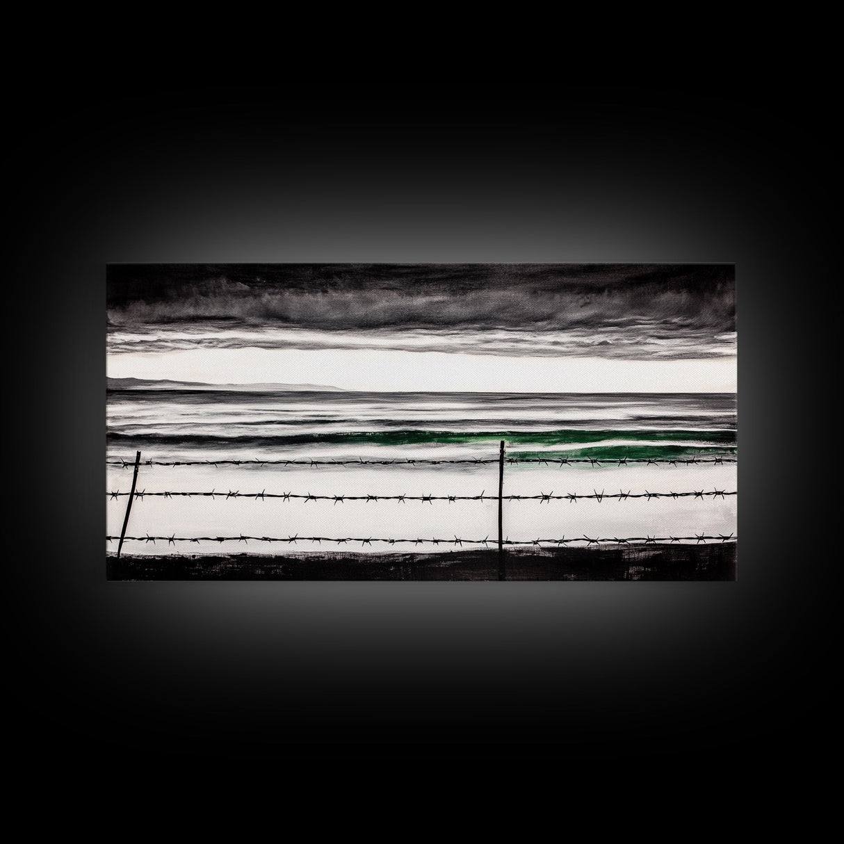 Stormy Ocean, Coastal Wall Art, Black and White Seascape, Minimalist Art, Modern Home Decor, Beach House Artwork, Framed Canvas Print