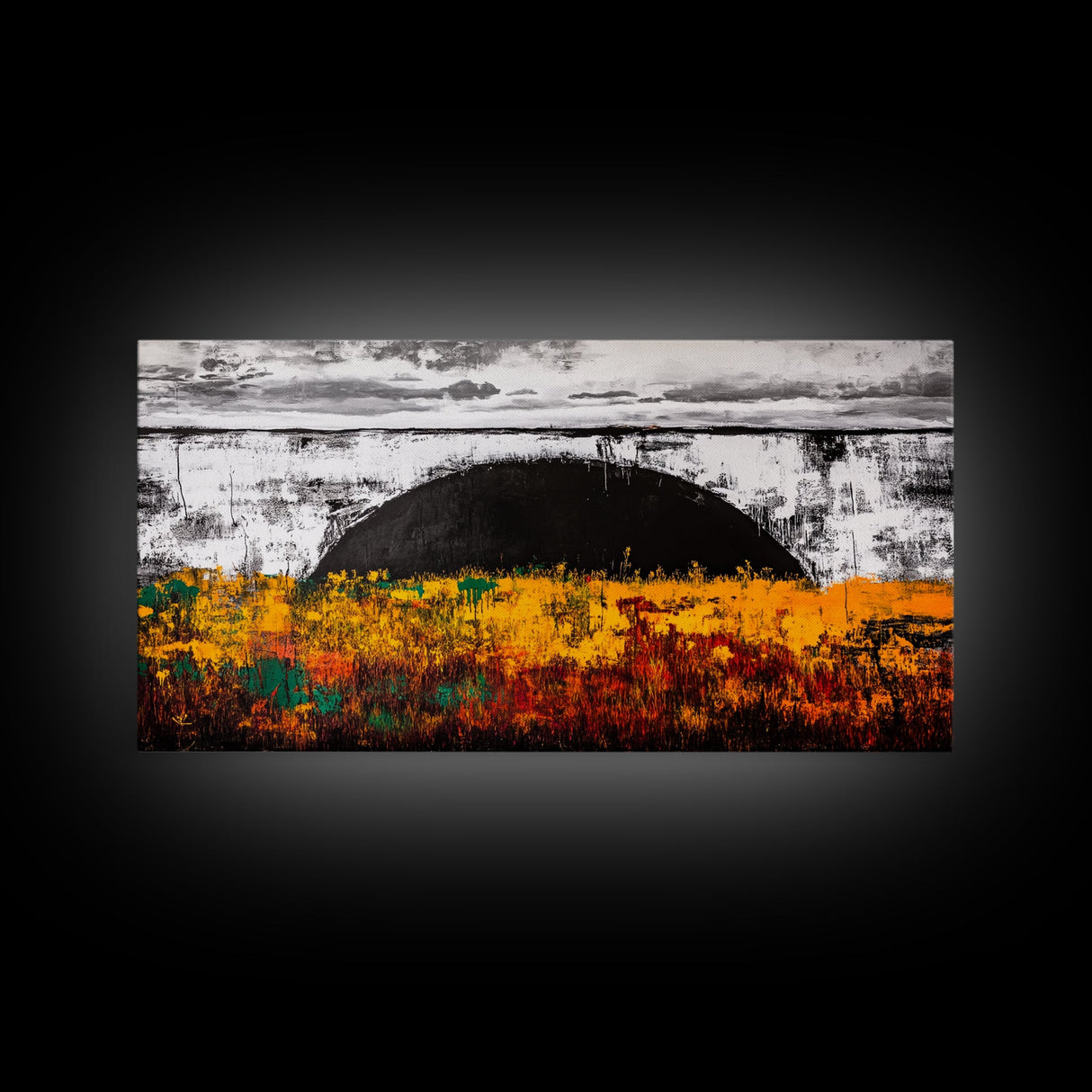 Golden Meadow, Sunset Fields, Rustic Landscape, Framed Canvas Print, Autumn Decor, Warm Colors, Cozy Home Art, Living Room Wall Art