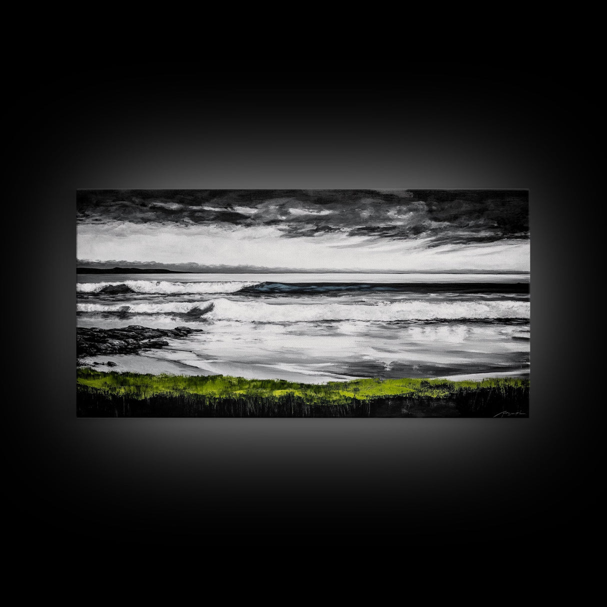 Stormy Coast, Ocean Waves, Black and White Seascape, Coastal Home Decor, Nautical Art, Living Room Wall Art, Canvas Print