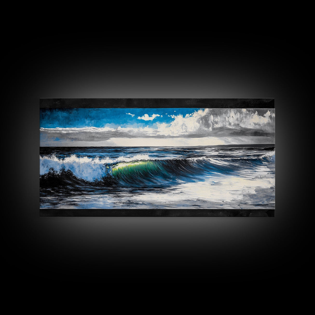 Ocean Wave, Blue Water, Wall Art, Framed Canvas Print, Coastal Decor, Large Beach Print, Nautical Art, Living Room Wall Art