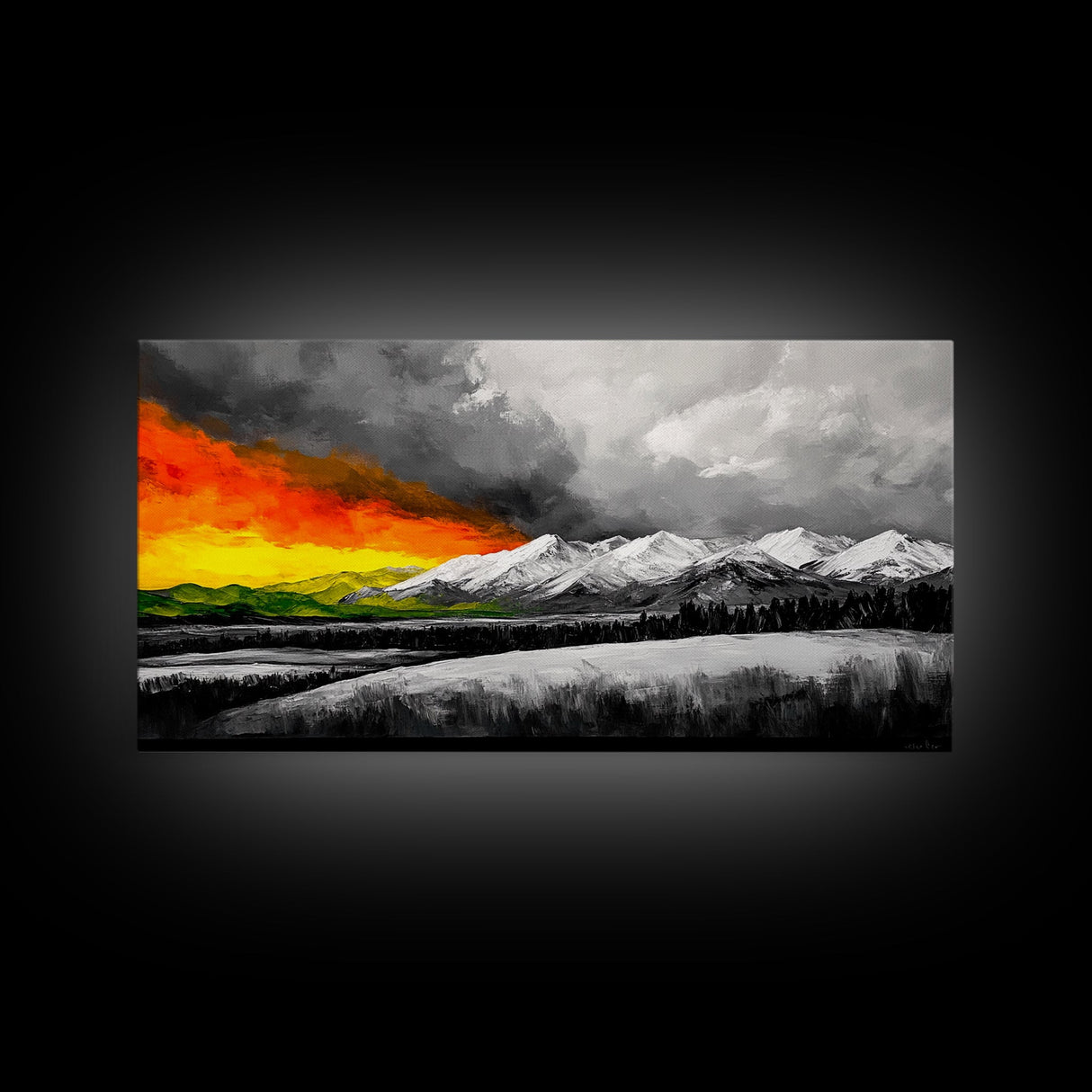 Sunset Over Mountains, Dramatic Sky, Nature Art, Colorful Landscape, Bold Wall Decor, Statement Piece, Living Room, Canvas Print