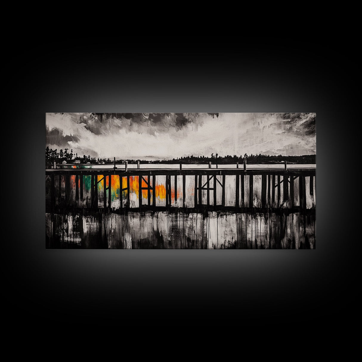 Wooden Pier, Lake House Art, Nautical Canvas Print, Black and White Art, Rustic Home Decor, Nature Artwork, Coastal Wall Art