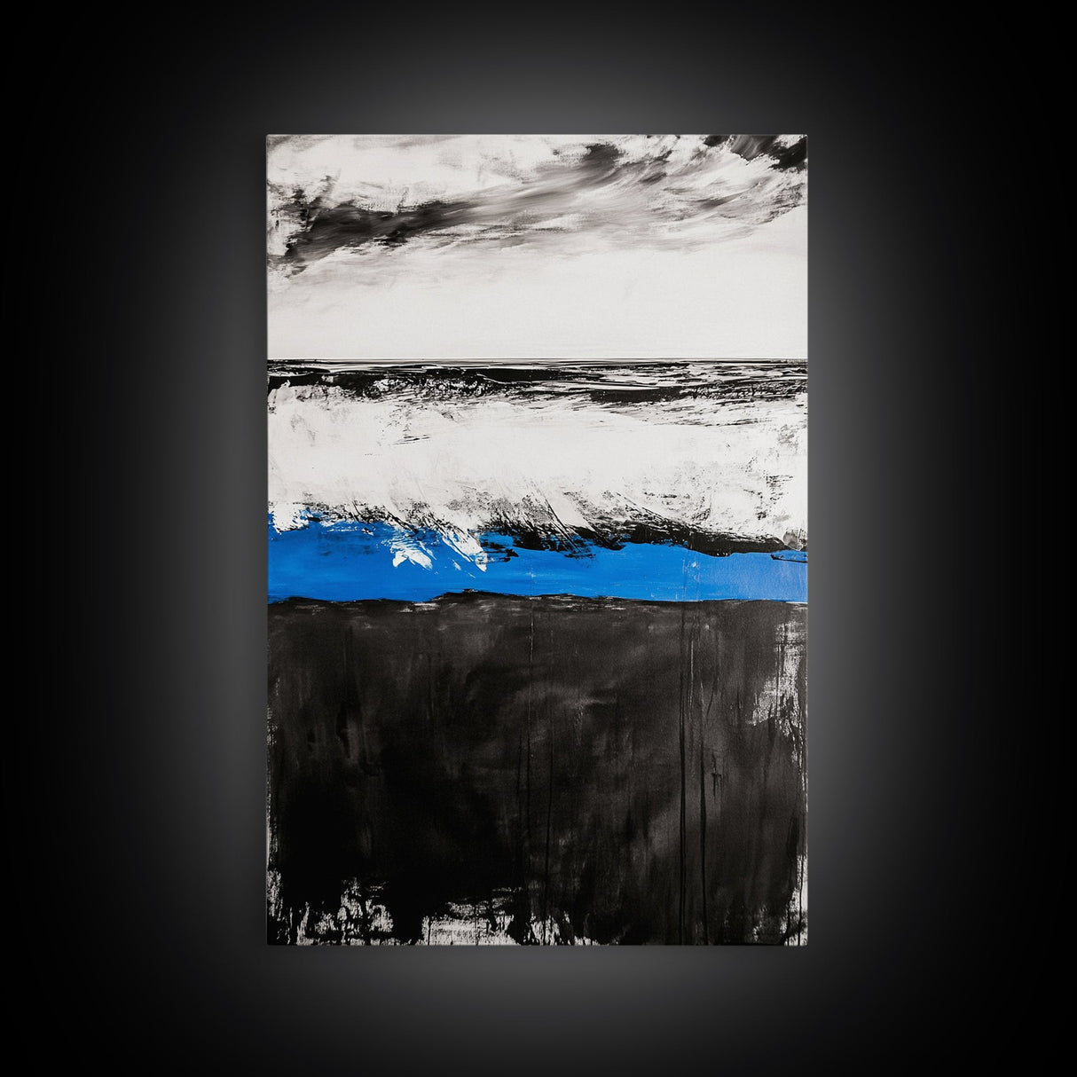 Monochrome Waves, Coastal Serenity, Abstract Seascape, Canvas Print, Minimalist Art, Modern Beach House Decor, Office Wall Art