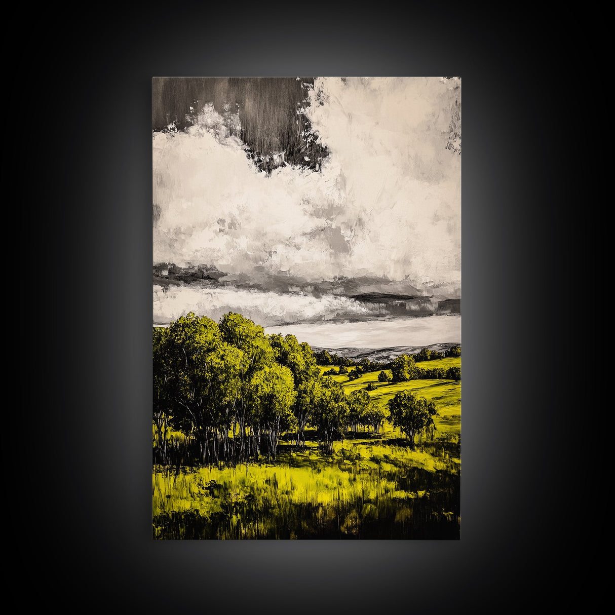 Rolling Hills, Countryside Scene, Golden Fields, Framed Canvas Print, Rustic Farmhouse Decor, Living Room Wall Art, Autumn