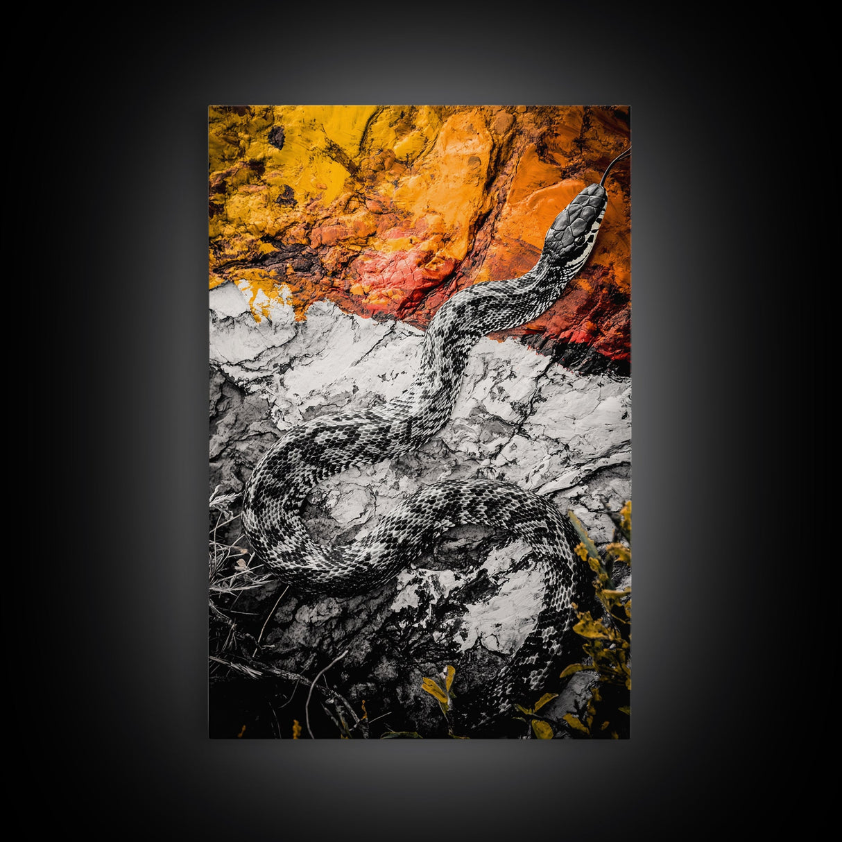 Snake Wall Art, Nature Canvas Print, Wildlife Decor, Rustic Home Art, Black and White Photography, Man Cave Wall Art, Fall Decor