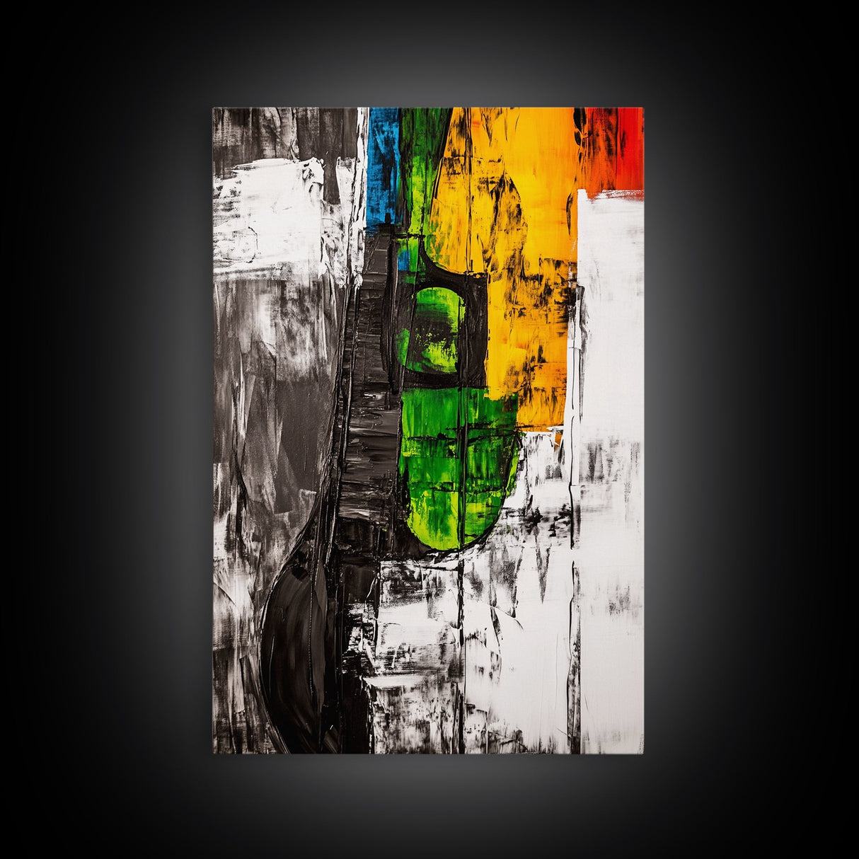 Colorful Guitar, Abstract Canvas Print, Music Lover Decor, Bohemian Wall Art, Artistic Home Painting, Living Room Statement Art