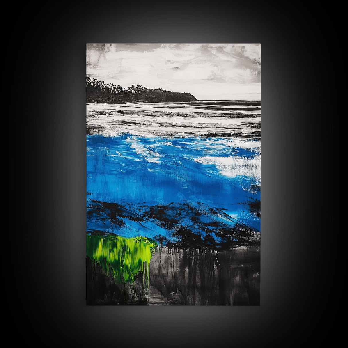 Ocean Waves, Seascape Canvas Print, Beach Wall Art, Coastal Home Decor, Living Room Artwork, Blue Abstract Painting, Nautical Art