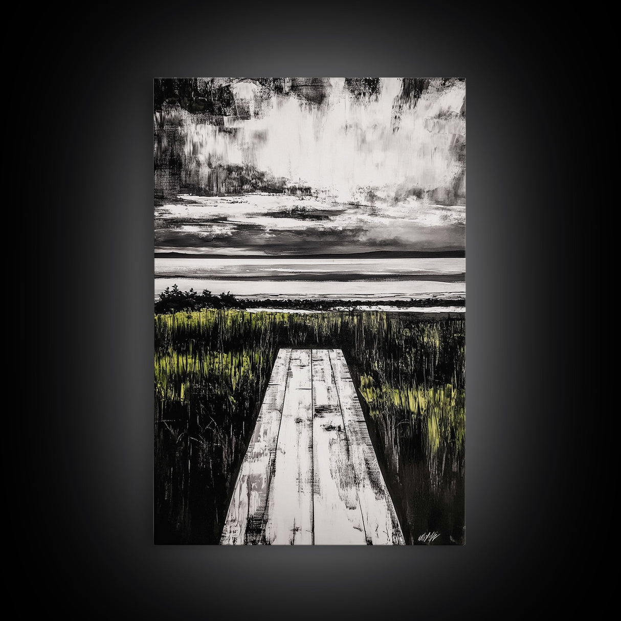 Pathway Beach Scene, Serene Coastal Art, Black and White Landscape, Modern Wall Decor, Relaxing Nature Framed Canvas Print, Office Art