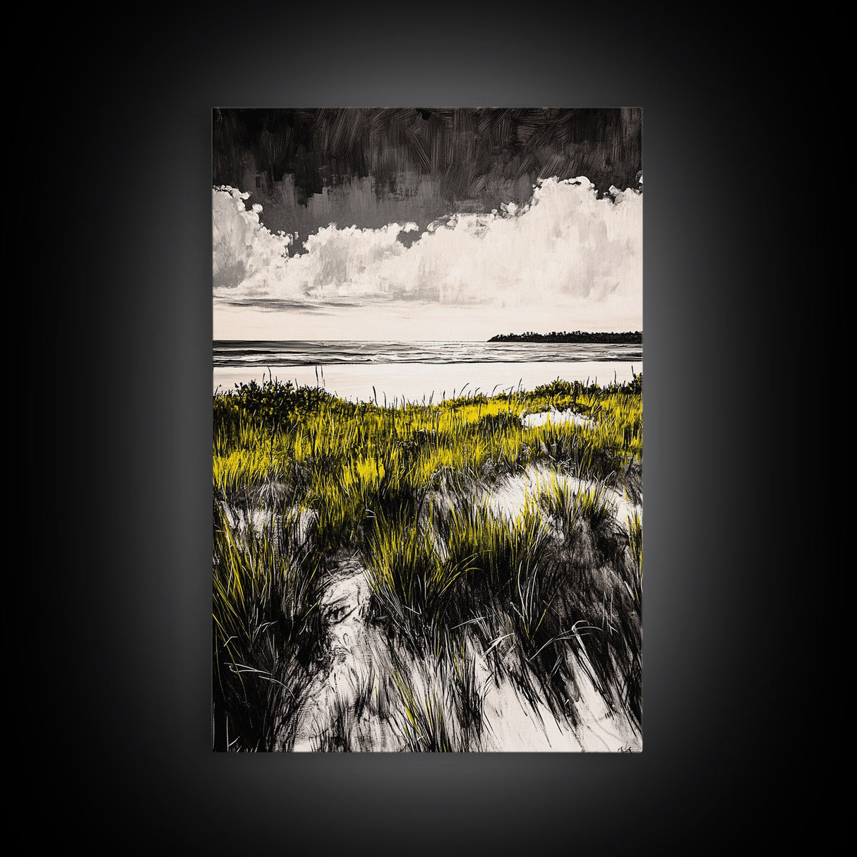 Dune Grass, Coastal Landscape Wall Art, Beach House Decor, Serene Nature Print, Rustic Seaside Art, Framed Canvas Print