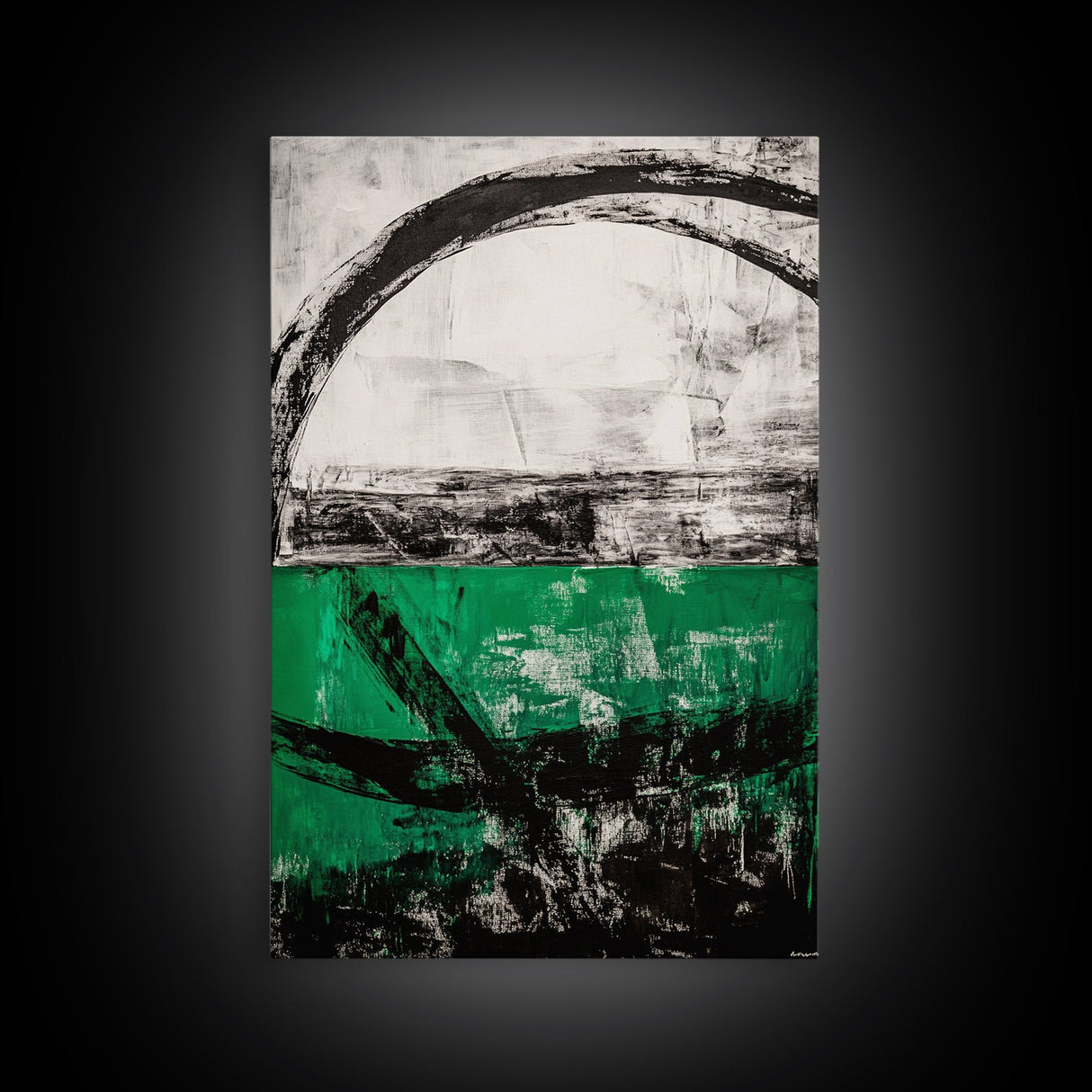 Abstract Horizon, Green and Black Art, Minimalist Canvas Print, Modern Office Decor, Bold Artwork, Statement Piece, Contemporary Home
