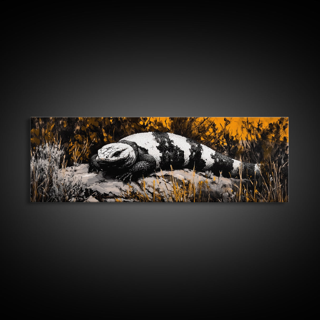 Gila Monster, Desert Reptile, Wildlife Art, Canvas Print, Nature Lover Gift, Rustic Wall Decor, Southwestern Art, Home Office Wall Art