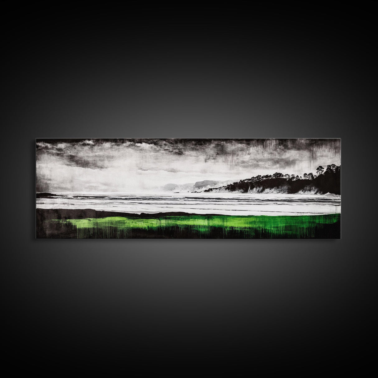 Stormy Beach, Coastal Landscape, Black and White, Canvas Print, Large Wall Art, Modern Home Decor, Bedroom Wall Art, Minimalist Aesthetic
