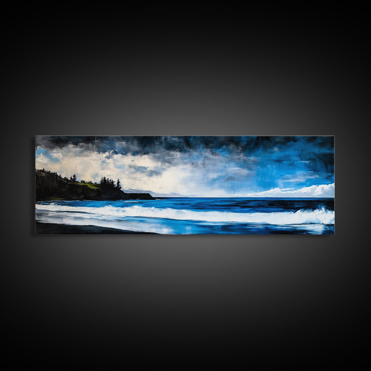 Dramatic Ocean, Seascape Painting, Beach House Decor, Canvas Print, Coastal Wall Art, Bedroom Wall Decor, Blue Wave Art, Nautical Theme