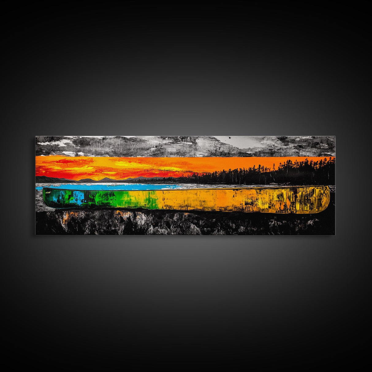 Canoe Reflection, Lake Canvas Print, Nature Wall Art, Rustic Cabin Decor, Adventure Art, Sunset Scene, Living Room Wall Art
