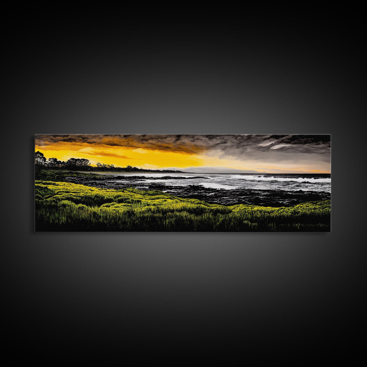 Sunset Coast, Ocean Wall Art, Seascape Print, Framed Canvas Print, Coastal Decor, Modern Art, Beach House, Nature Wall Art