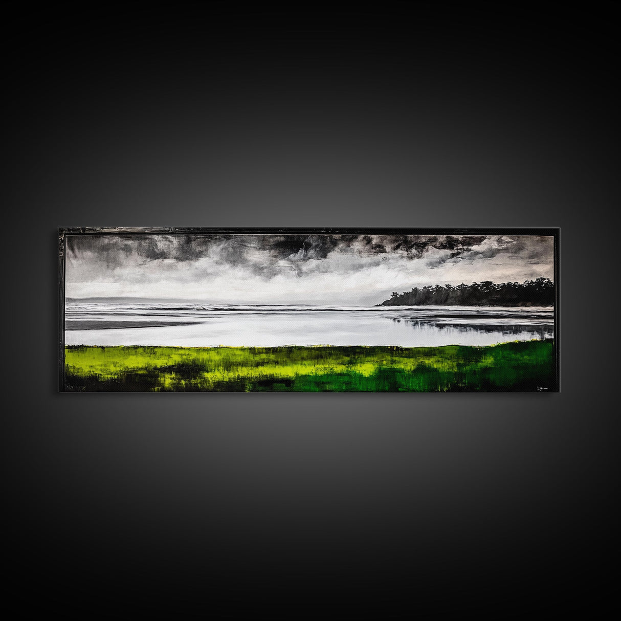 Stormy Beach, Monochrome Art, Framed Canvas Print, Coastal Wall Art, Modern Home Decor, Minimalist Landscape, Office Art, Large Wall Art