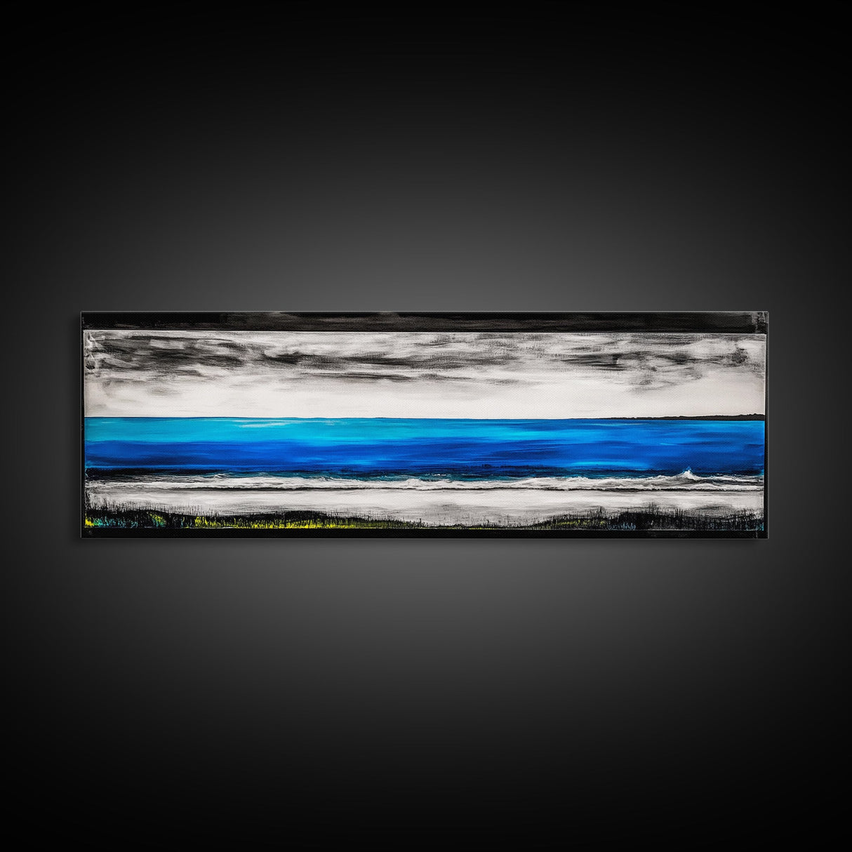 Wild Waves, Ocean Art Print, Coastal Home Decor, Abstract Seascape Painting, Nautical Living Room Art, Beach House Style, Framed Canvas Print