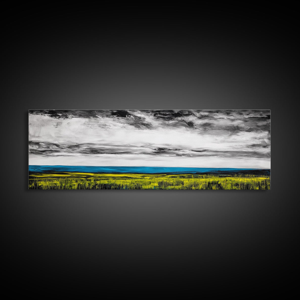 Horizon View, Blue Ocean, Minimalist Seascape, Framed Canvas Print, Coastal Wall Art, Modern Beach Decor, Abstract Water Art, Office Decor