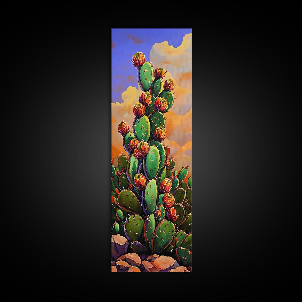 Cactus Bloom, Desert Art, Vibrant Southwestern Nature Decor, Boho Plant Lover Gift, Rustic Living Room Style, Canvas Print