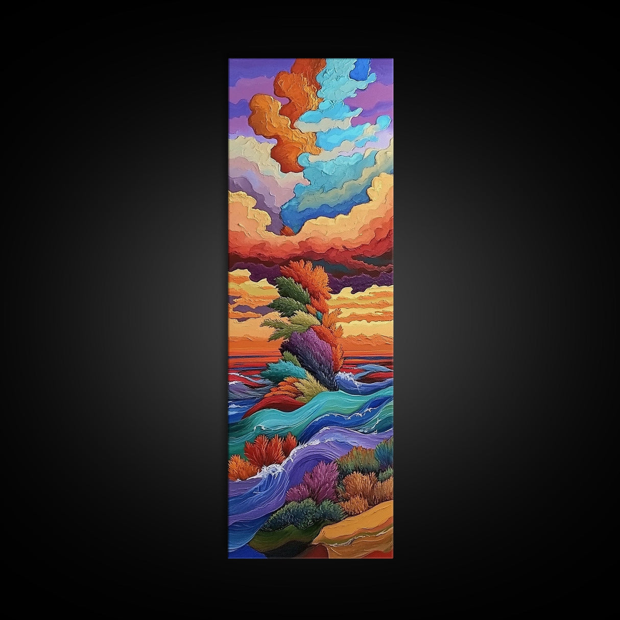 Tropical Cloud, Island, Nature - Canvas Print vibrant ocean decor, sunset wave art, island fantasy painting, bedroom wall art, boho style