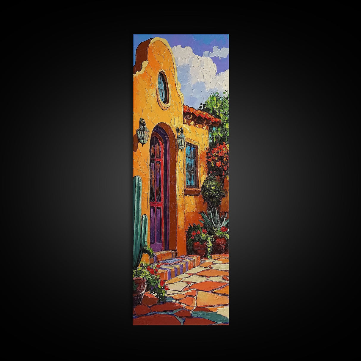 Adobe Home, Southwest Colors, Rustic Entryway Art, Framed Canvas Print, Mexican Style Decor, Boho Living Room Accent, Desert Home Art