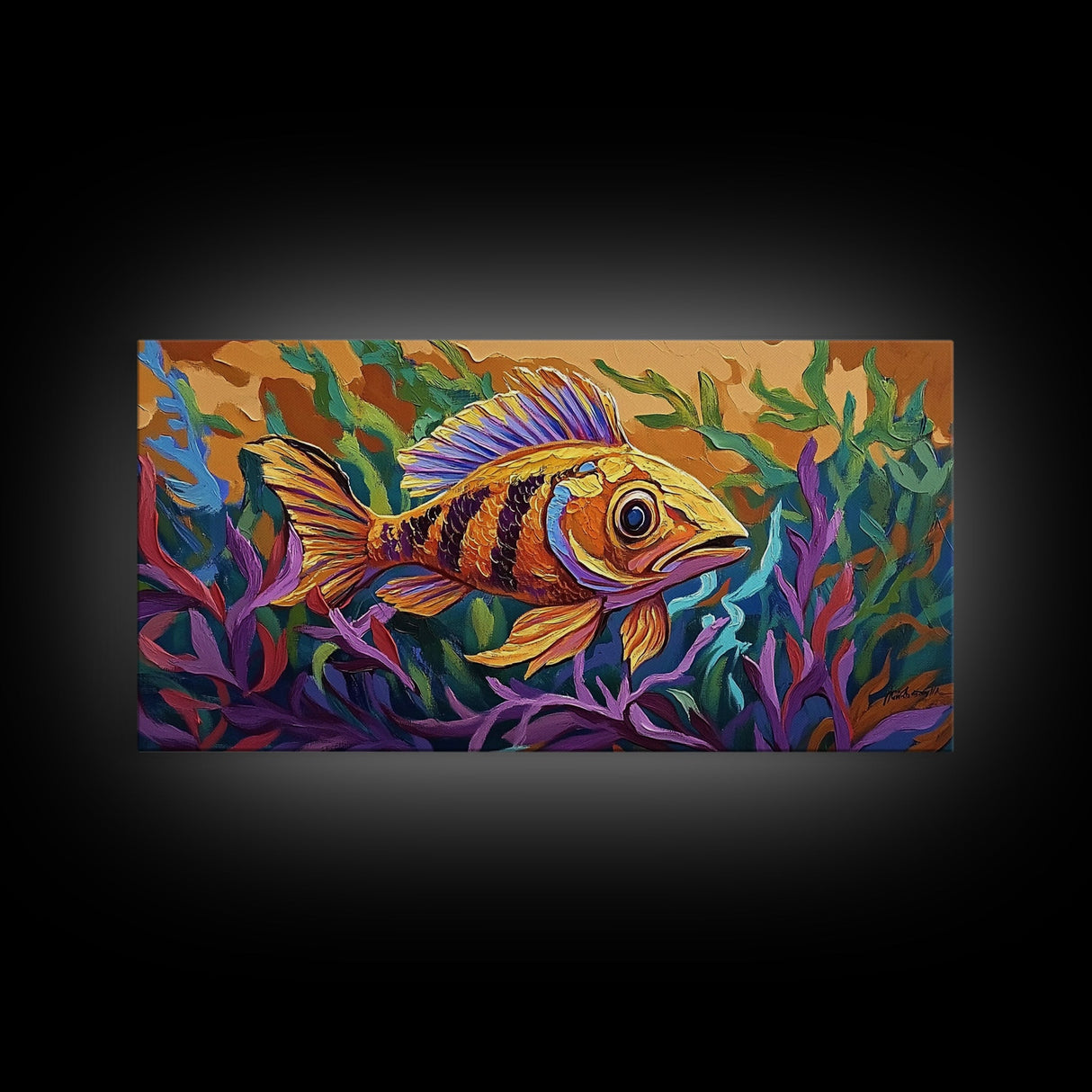 Fish Ocean, Bold, Art, Canvas Print, vibrant tropical fish, Bathroom Wall Art, nautical ocean art, kids beach decor, coastal painting