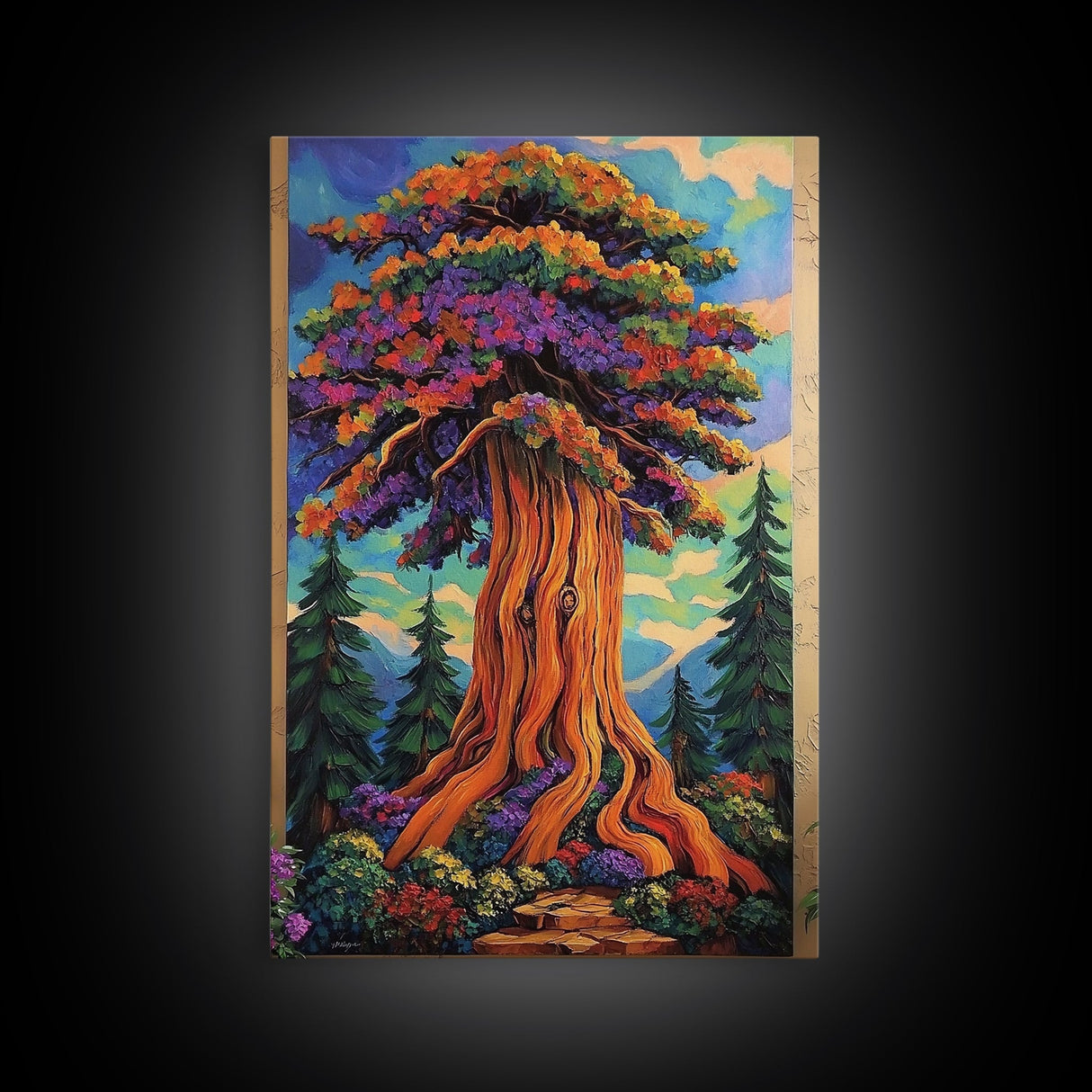 Tree Forest, Fantasy, Nature, Framed Canvas Print, Enchanted Woodland Wall Art, Kids Room or Nature Lover Gift, Boho Forest Decor
