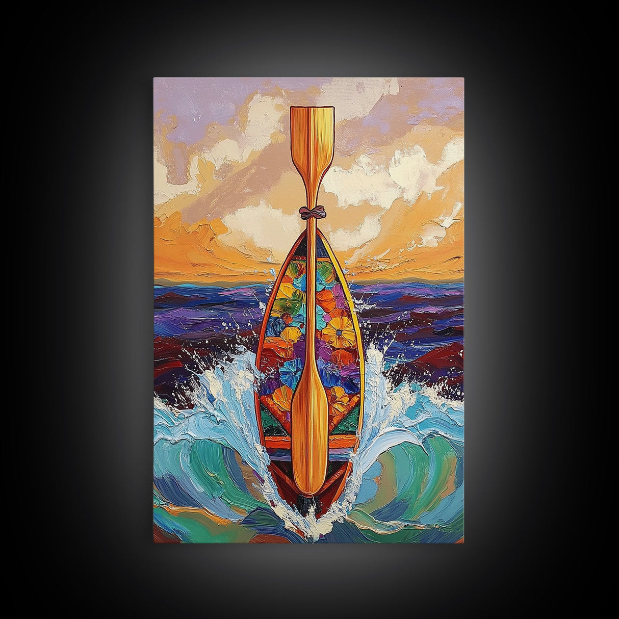 Paddle and Waves Art, Surfboard Ocean Print, Tropical Sea Decor, Nautical Wall Vibes, Framed Canvas Print, Beach House Wall Art, surfer style